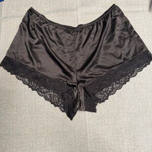 Black Satin Lace Trim Sleep Shorts